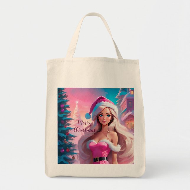 Tote Bag Belle fille de Noël rose 01 (Devant)