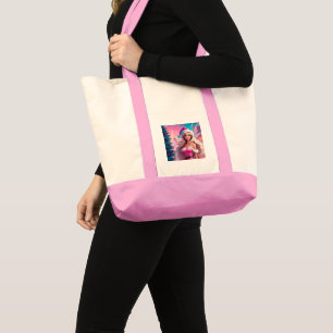 Tote Bag Belle fille de Noël rose 01