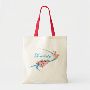 Tote Bag Belle Fleur Rose Et Femme D'Accueil De Canard