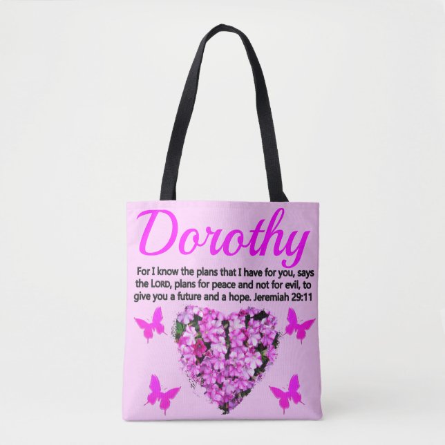 TOTE BAG BELLE FLORALE ROSE PERSONNALISÉE JEREMIAH 29:11 (Devant)