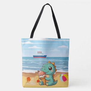 Tote Bag Belle glace manger dino à la plage