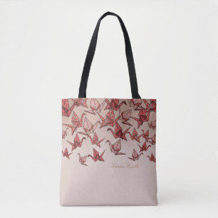 Tote Bag Belle Grue Papier Origami Rouge Personnalisée