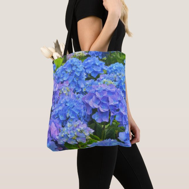 Tote Bag Belle Hydrangée Bleue Fleurs Jardin Fourre-tout (De près)
