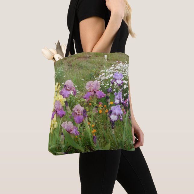 Tote Bag Belle Iris Fleur violet Fleur Photo (De près)