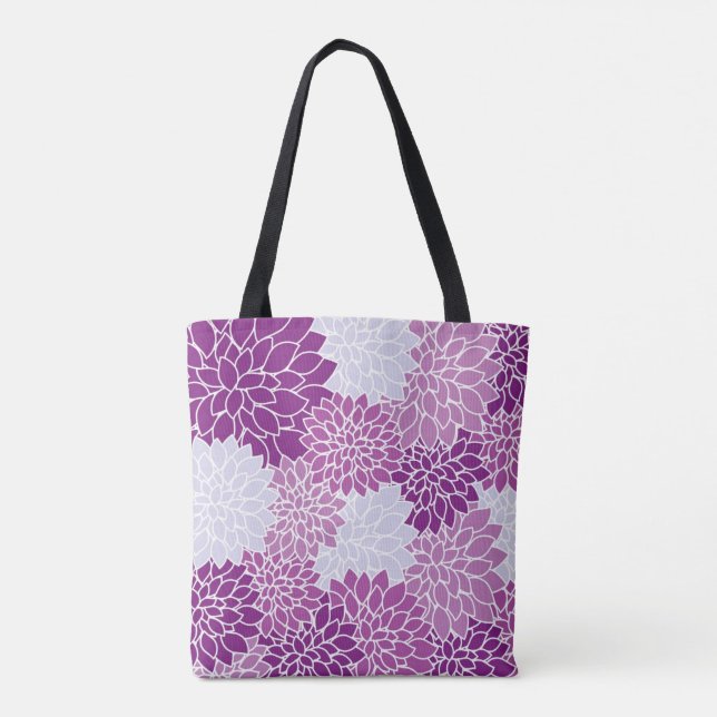 Tote Bag Belle Lavande Violette Lilac Blanc Dahlia Floral (Dos)
