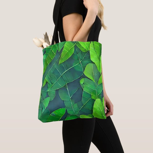 Tote Bag Belle Motif Feuille verte (De près)
