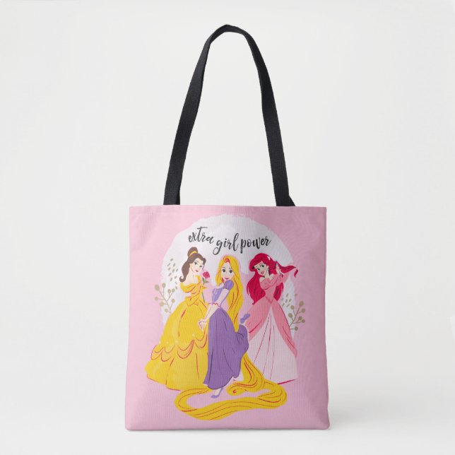 Tote Bag Belle, Rapnuzel, Ariel "Le pouvoir d'une fille sup (Devant)
