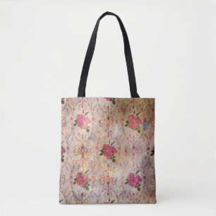 Tote Bag Belle rose rose rose motif grunge vieux st