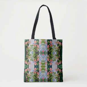 Tote Bag Belle roses roses rouges rétro aquarelle fleurie