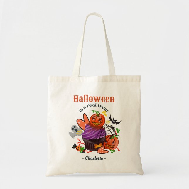 Tote Bag Belle touche d'Halloween personnalisée ou traiteme (Devant)