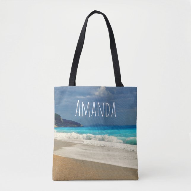 Tote Bag Belle Turquoise Bleue Mer Tropicale Photographie (Devant)
