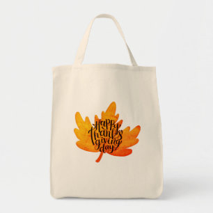 Tote Bag Belle typographie de Bon thanksgiving sur Leaf Fal