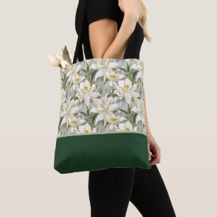 Tote Bag Belle Verre Lithinée Lys Blanc, Bloc de Couleur