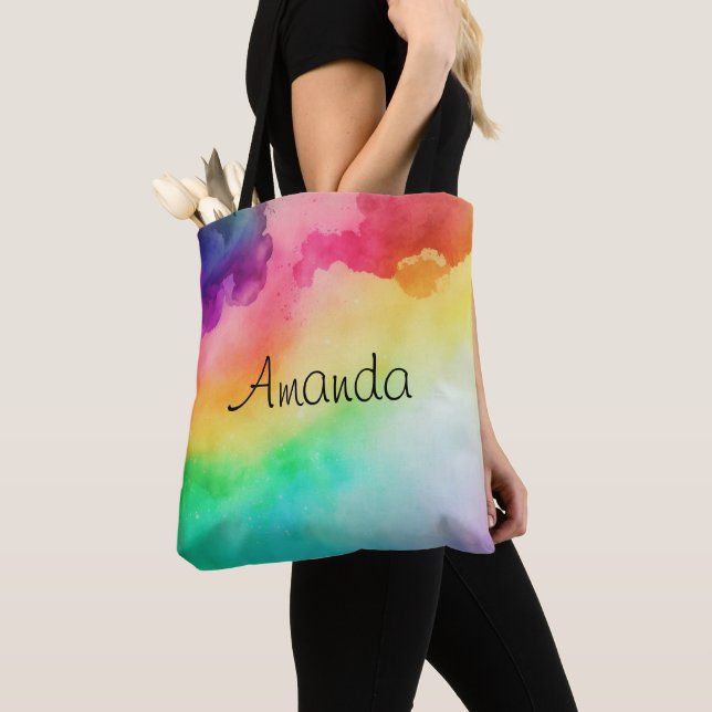 Tote Bag Belles couleurs arc-en-ciel Design abstrait (De près)