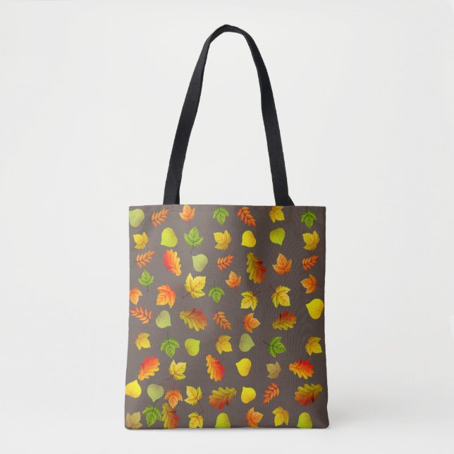 Tote Bag Belles feuilles d'automne sur le café Brown (Devant)