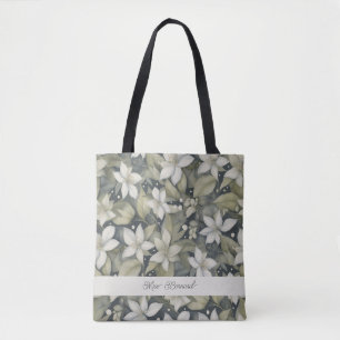 Tote Bag Belles fleurs d'ivoire personnalisées sur le sol