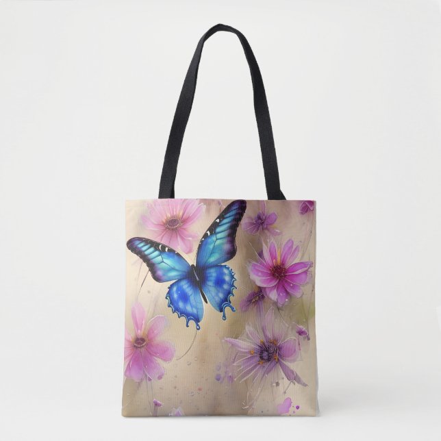 Tote Bag Belles fleurs et papillon (Devant)