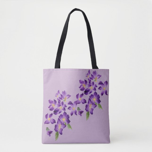 Tote Bag Belles fleurs violettes colorées (Devant)