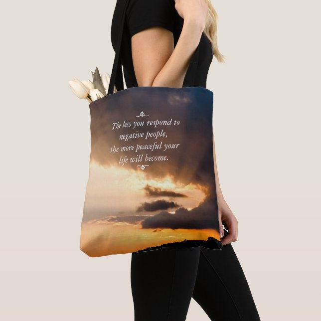 Tote Bag Belles rayons de soleil couchant d'espoir Citation (De près)