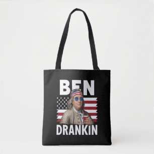 Tote Bag Ben Drankin Beer 4 juillet Drapeau Vintage Drôle a