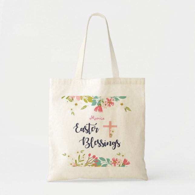 Tote Bag Bénédiction de Pâques de fleurs Christ ressuscitée (Devant)