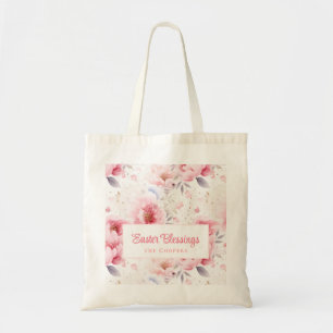 Tote Bag Bénédiction de Pâques Motif de fleurs roses Pâ