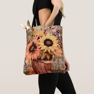 Tote Bag Bénédiction de tournesol Gratitude Thanksgiving