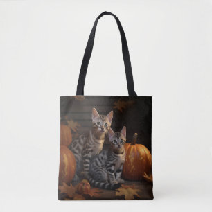 Tote Bag Bengal Kitten Automne Citrouille de plaisir