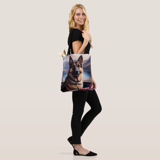 Tote Bag Berger allemand sur une pagaie : une aventure Pitt (Sur le modèle)