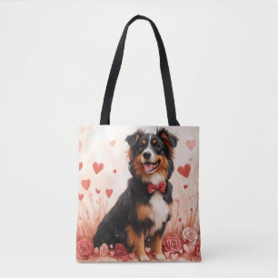 Tote Bag Berger Australien avec des Roses - Saint-Valentin 