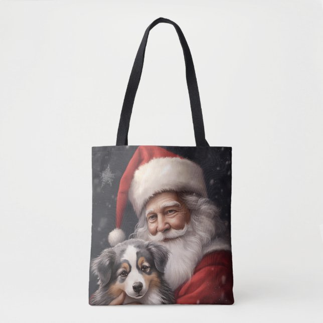Tote Bag Berger australien avec Noël du Père Noël (Devant)
