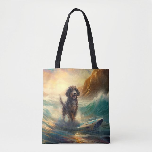Tote Bag Bernedoodle Beach Surf Peinture (Devant)