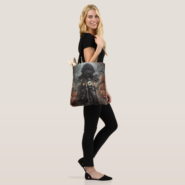 Tote Bag Bernedoodle Riding Moto Halloween effrayant (Sur le modèle)