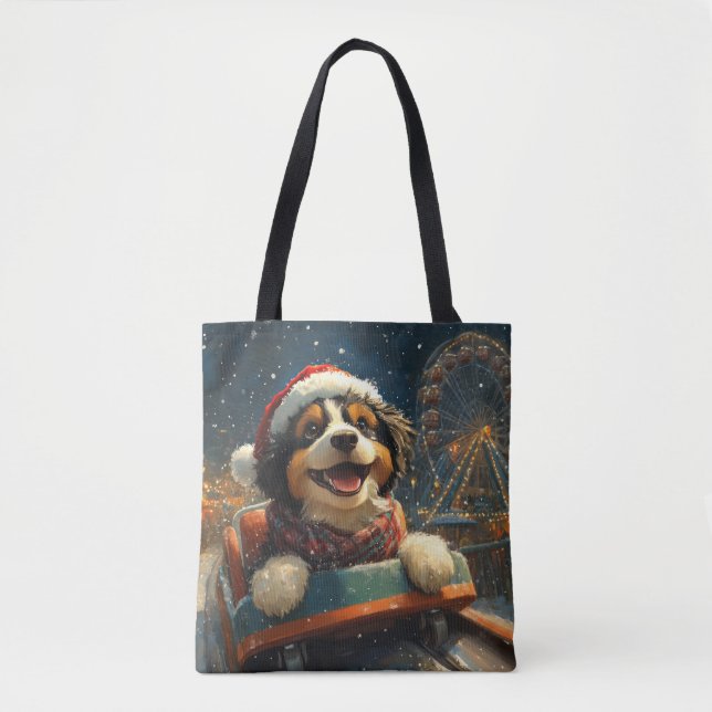 Tote Bag Bernedoodle Roller Dessous de verre Noël (Devant)