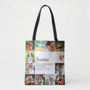 Tote Bag Best Aunt, Auntie Ever Definition 12 Photo Collage