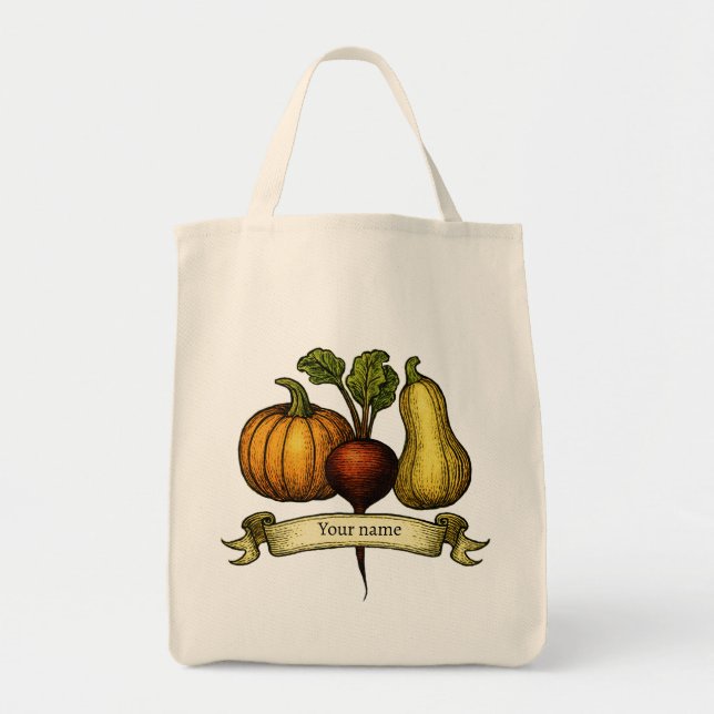 Tote Bag Betteraves de ferme citrouille et courge (Devant)