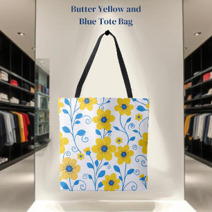 Tote Bag Beurre jaune et bleu floral