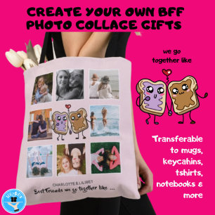 Tote Bag BFF Photo Collage Toxits We Go Together Like