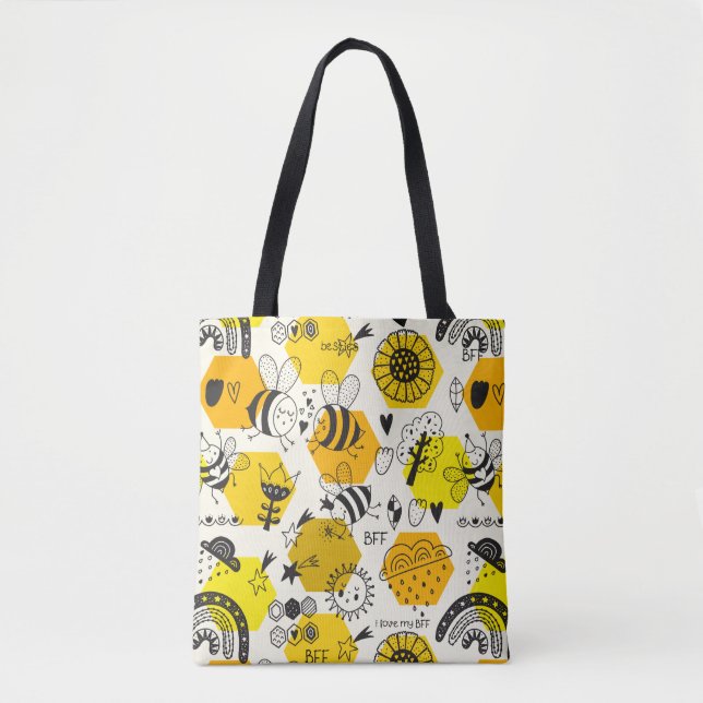Tote Bag BFF Queen Bee Dons Pour Besties Sauver Les Abeille (Devant)