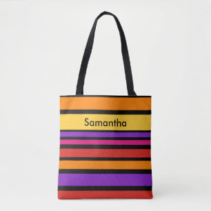 Tote Bag BG Stripes couleur Motif I + votre dos et votre id