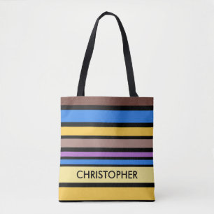 Tote Bag BG Stripes couleur Motif VI + votre dos et votre i
