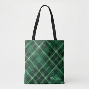 Tote Bag Bhreacain Uaine Plaid