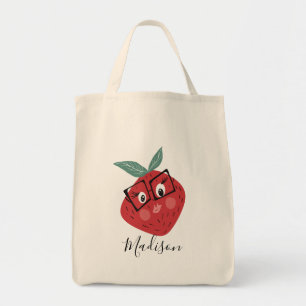 Tote Bag Bibliothèque de dessin à main mignonne fraise
