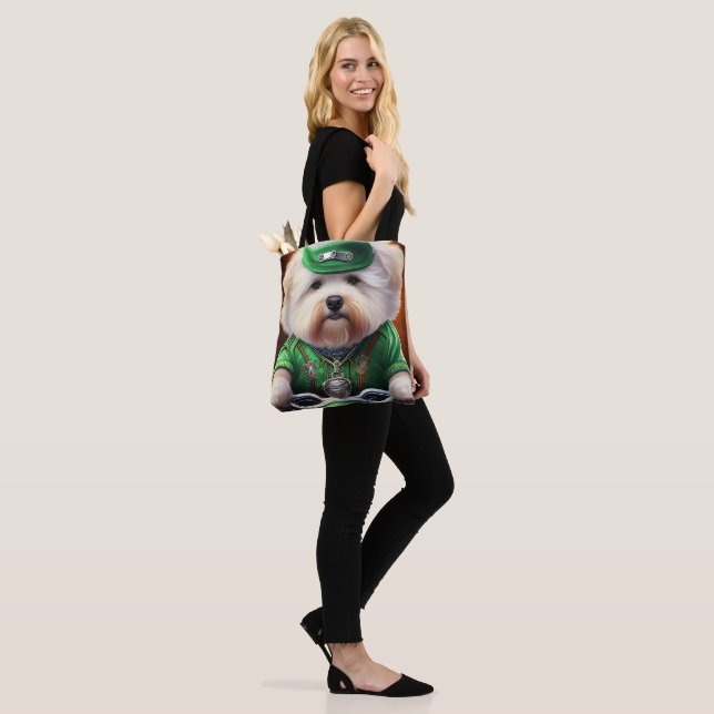 Tote Bag Bichon Frisé Chien Conduite Vélo St. Patrick (Sur le modèle)