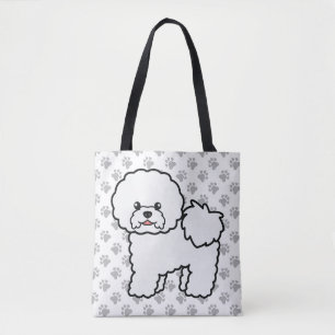 Tote Bag Bichon Frise Chien de Dessin Animé Mignon & Pattes