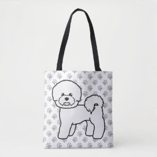 Tote Bag Bichon Frise Dessin animé de chien mignon et patte