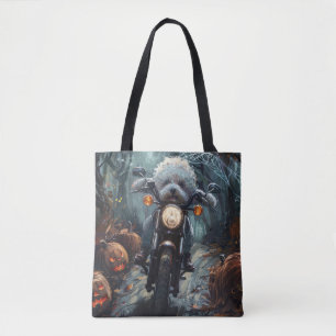 Tote Bag Bichon Frisé en moto Halloween effrayant