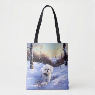 Tote Bag Bichon Frise Laisser neiger Noël