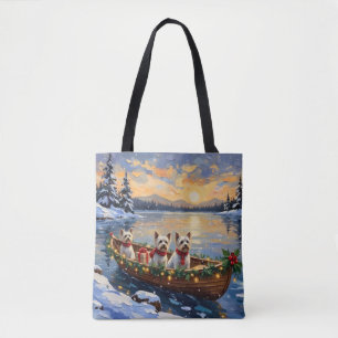 Tote Bag Bichon Frise Noël Bateau Fêtes