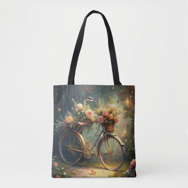 Tote Bag Bicycle and Flowers (Devant)